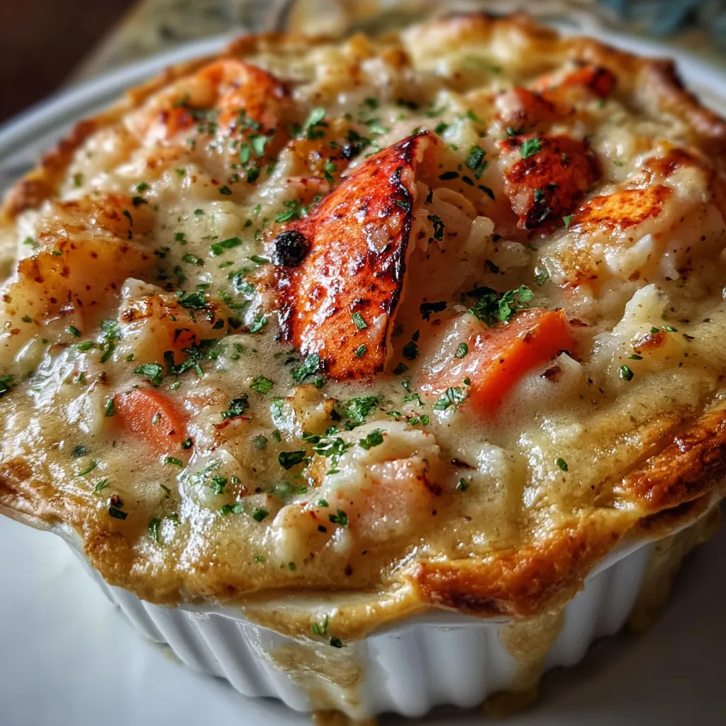 Gourmet Lobster Pot Pie with Flaky Pastry and Fresh Herb Cream Sauce - secondary view