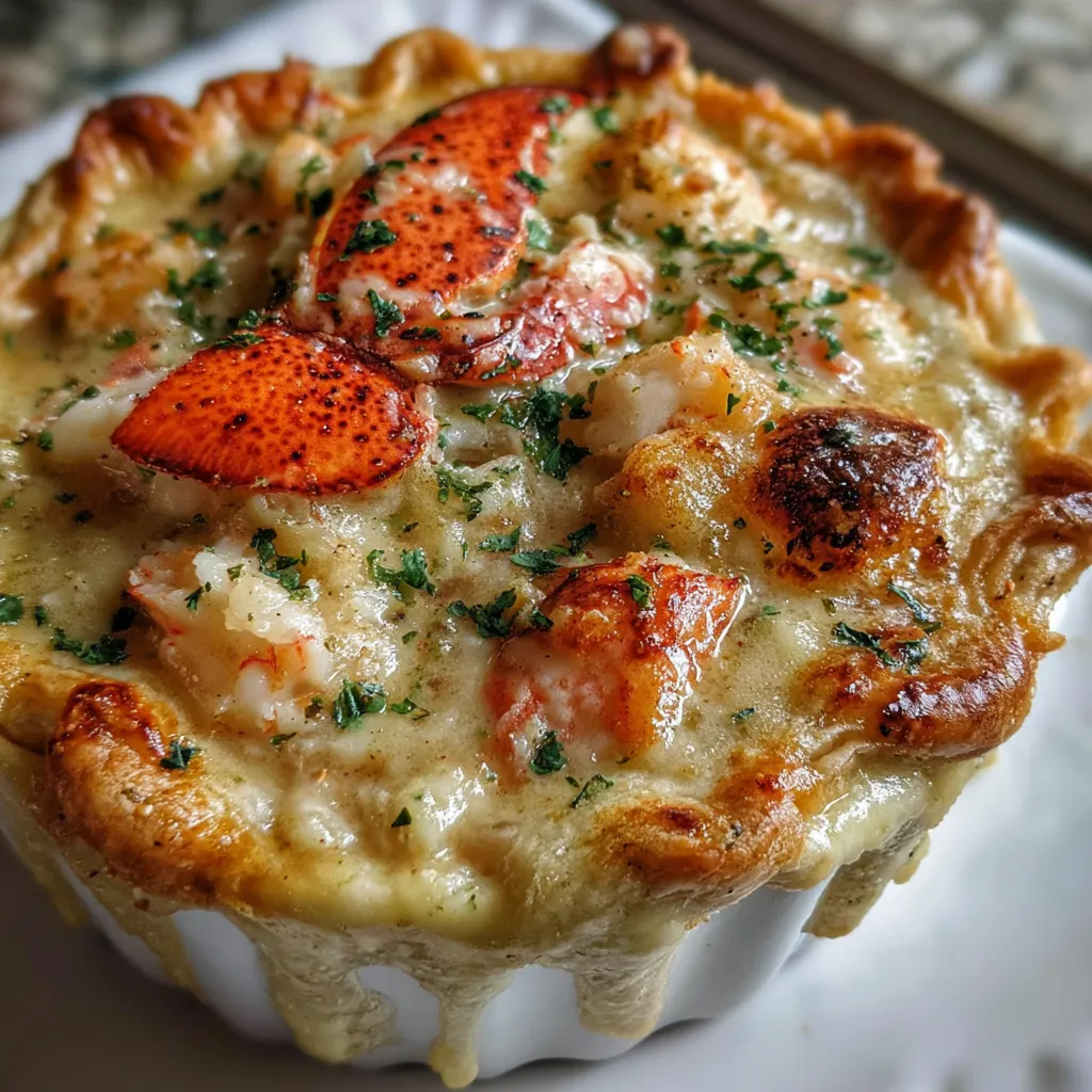 Gourmet Lobster Pot Pie with Flaky Pastry and Fresh Herb Cream Sauce - tertiary view