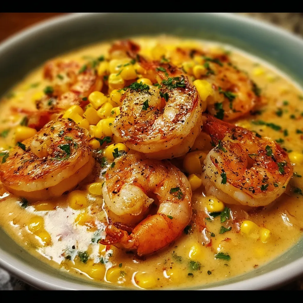 Creamy Garlic Shrimp with Sweet Corn in Rich Herb Sauce