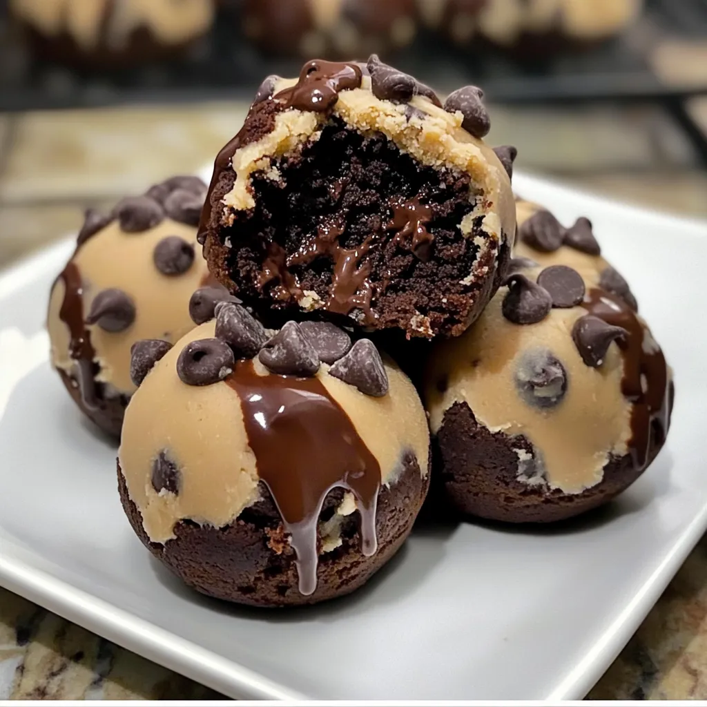 Ultimate Chocolate Chip Cookie Dough Brownie Bombs with Fudge Centers - tertiary view
