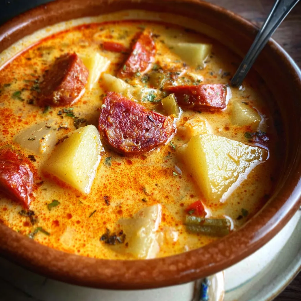 Authentic Spanish Potato Soup with Chorizo - secondary view