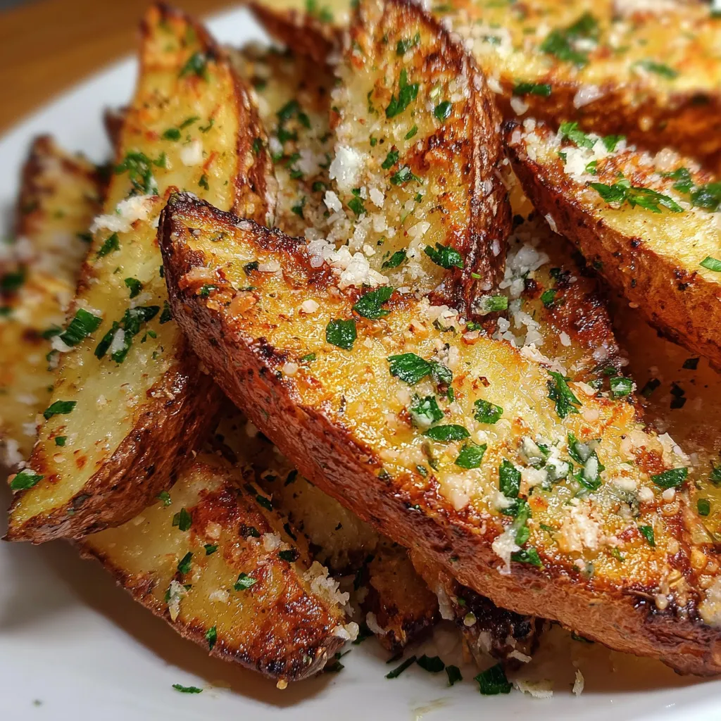 Crispy Garlic Parmesan Potato Wedges with Fresh Herbs and Seasoning - secondary view