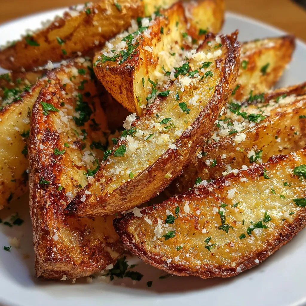 Crispy Garlic Parmesan Potato Wedges with Fresh Herbs and Seasoning - tertiary view