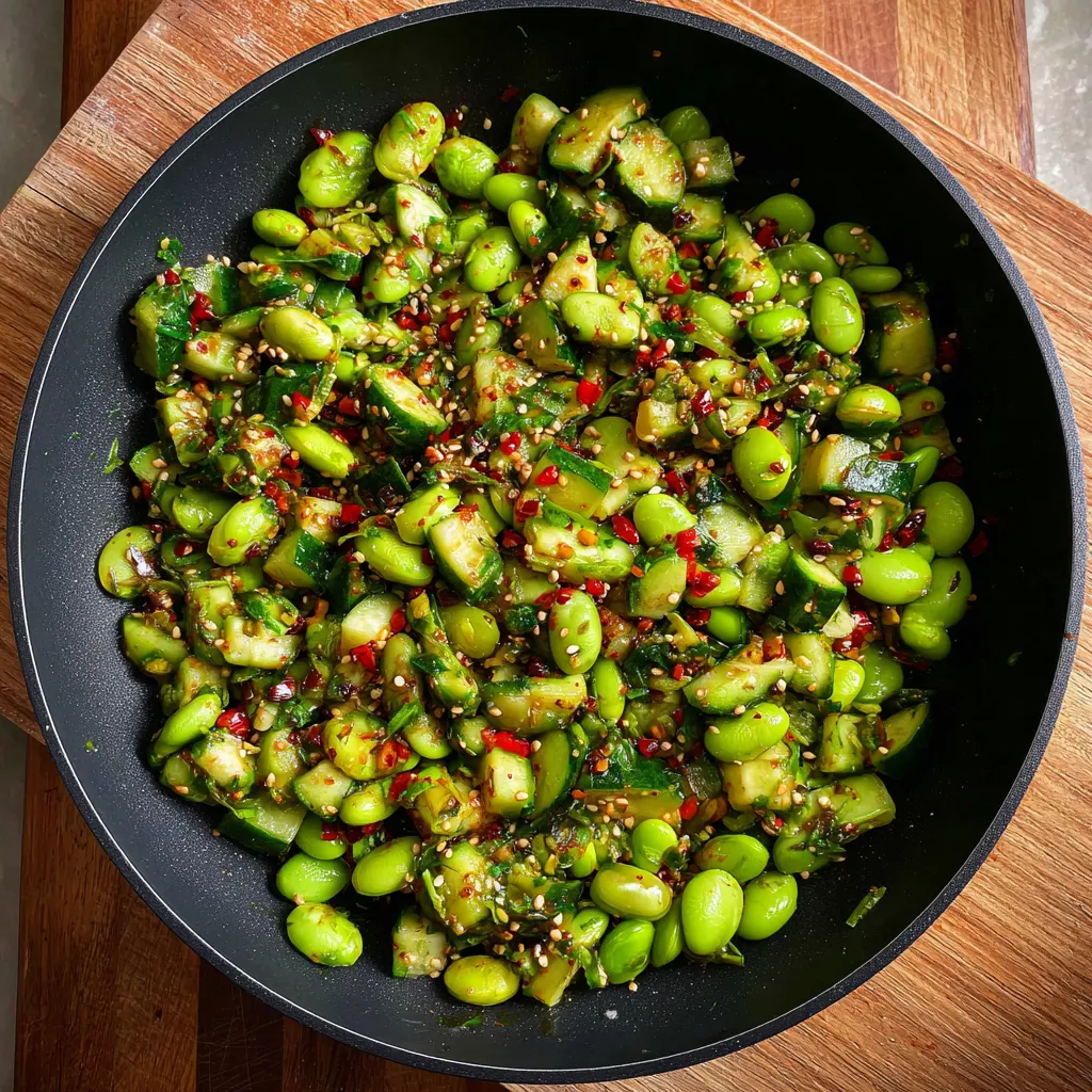 Spicy Asian Edamame Cucumber Salad with Sesame Ginger Dressing - secondary view