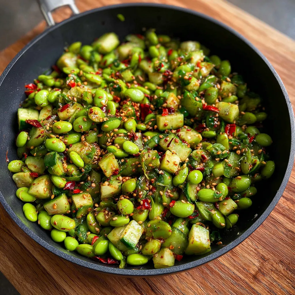 Spicy Asian Edamame Cucumber Salad with Sesame Ginger Dressing - main view