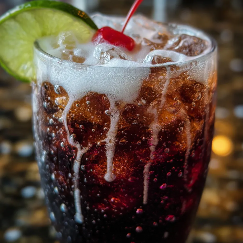 Midnight Malibu Dirty Soda with Coconut Rum and Dark Berry Syrup
