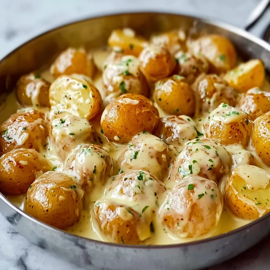 Creamy Garlic Sauce Baby Potatoes with Fresh Herbs and Parmesan - tertiary view