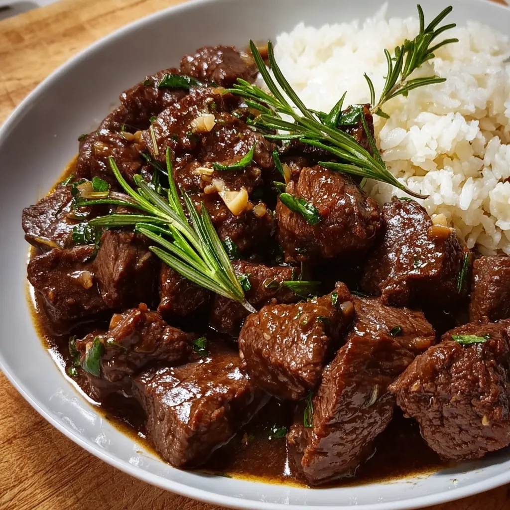 Savory Garlic and Rosemary Beef Tips with Rich Wine Pan Sauce - secondary view