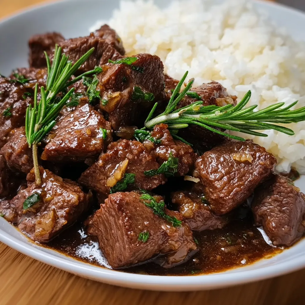 Savory Garlic and Rosemary Beef Tips with Rich Wine Pan Sauce - tertiary view