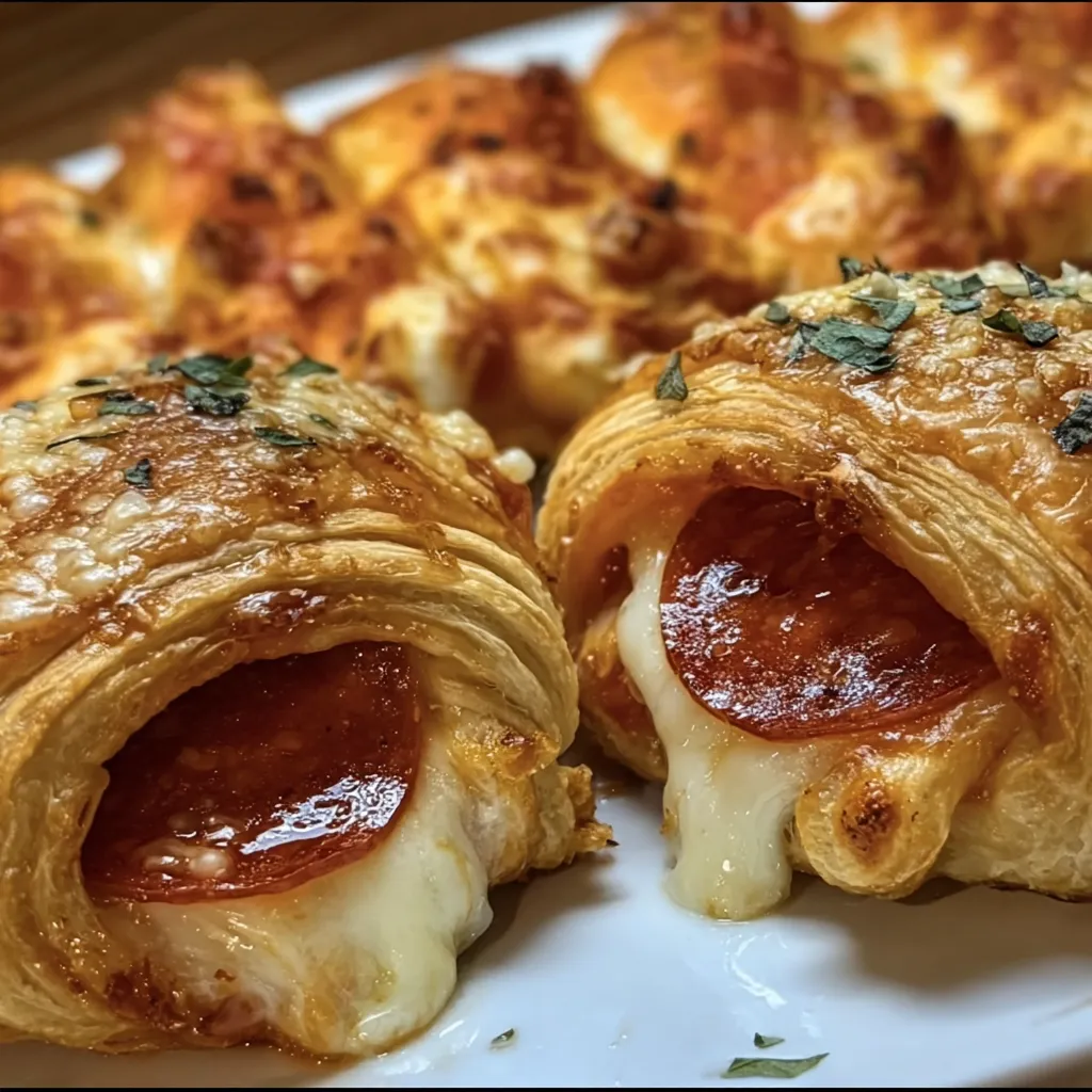 Mozzarella Pepperoni Croissant Rolls with Garlic Butter and Italian Herbs - main view