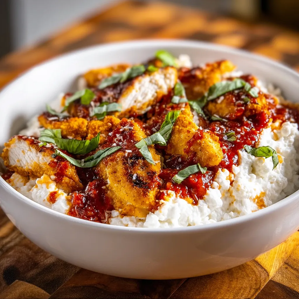 Ultimate High Protein Chicken Parm Cottage Cheese Bowl with Crispy Chicken and Italian Flavors - secondary view