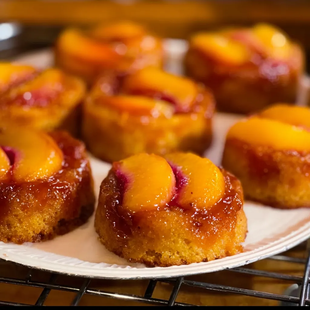 Ultimate Mini Peach Upside Down Cakes with Caramelized Fruit and Tender Cake - tertiary view