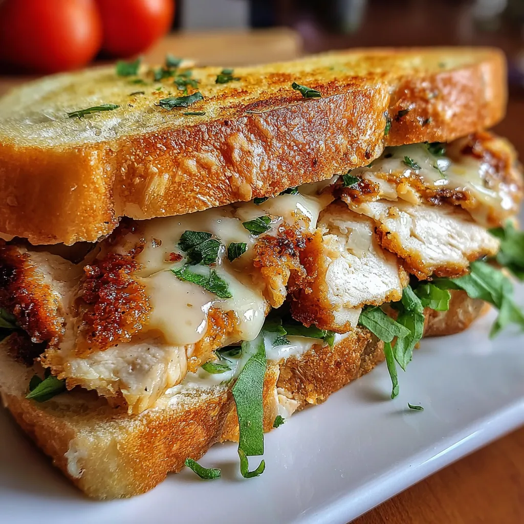 Chicken Garlic Sandwich with Roasted Garlic Aioli and Caramelized Onions - main view