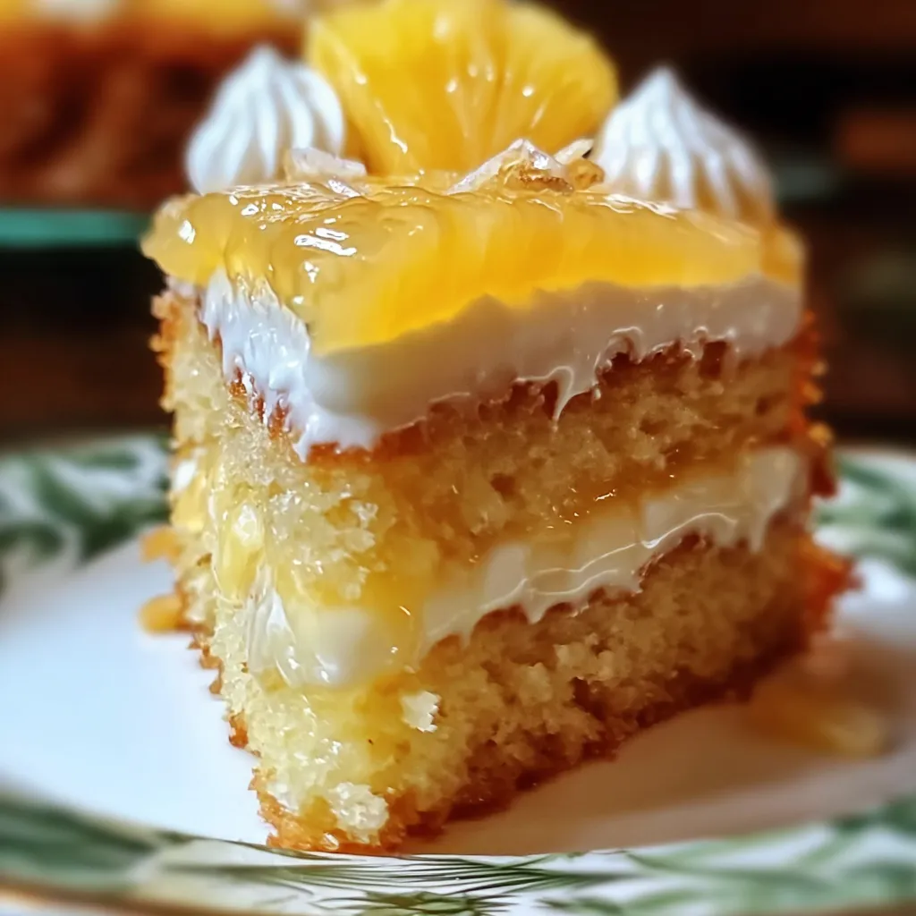 Ultimate Juicy Pineapple Heaven Cake with Cream Cheese Frosting and Tropical Glaze - main view