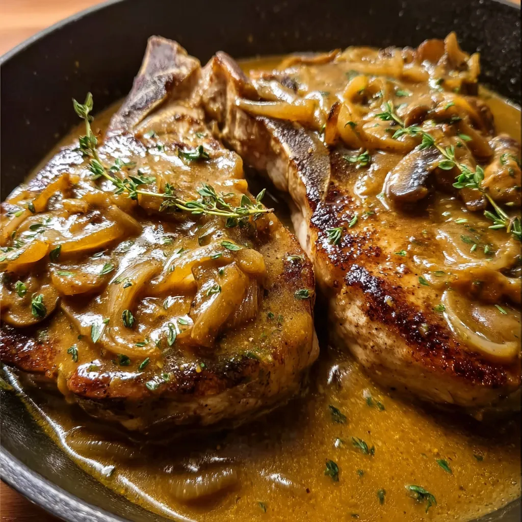 Tender Southern Smothered Pork Chops with Rich Onion Gravy and Perfect Seasonings - secondary view
