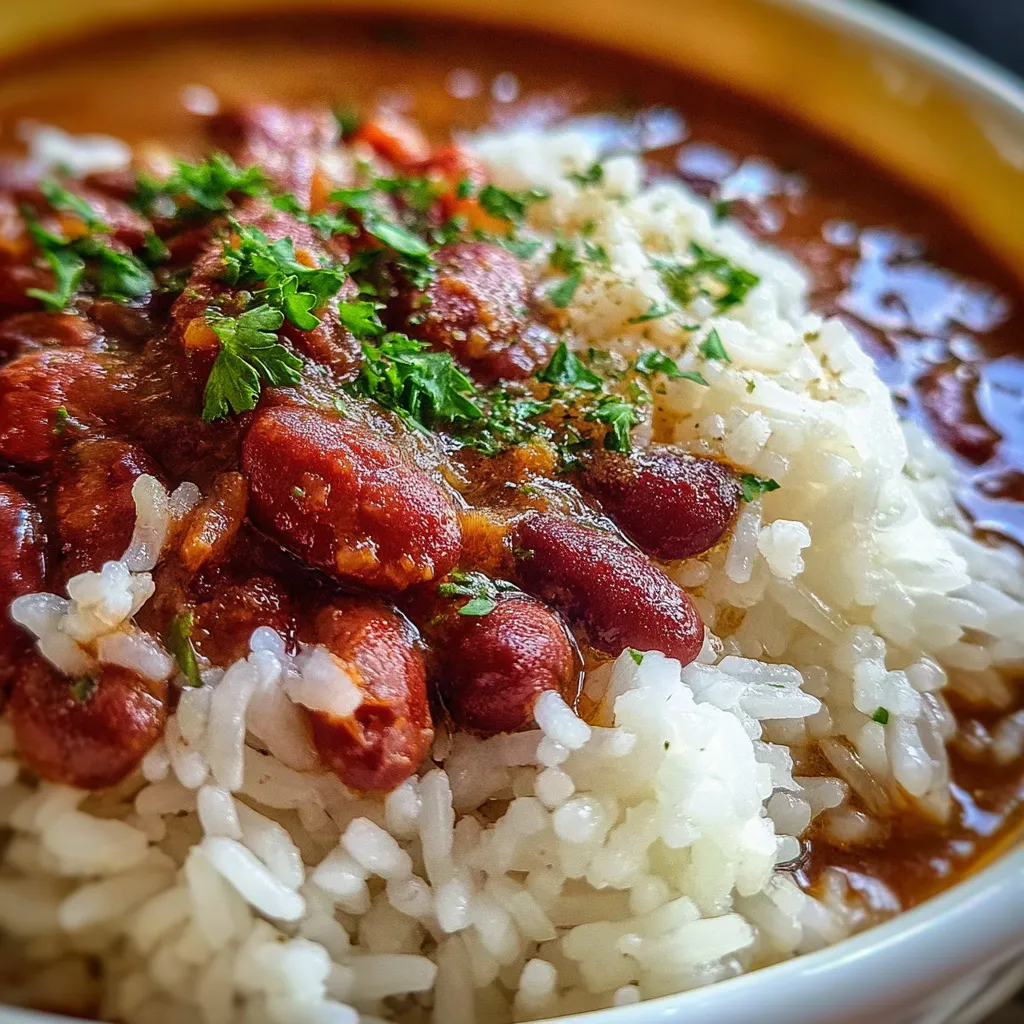 Copycat Popeye's Red Beans and Rice with Smoky Andouille Sausage - main view