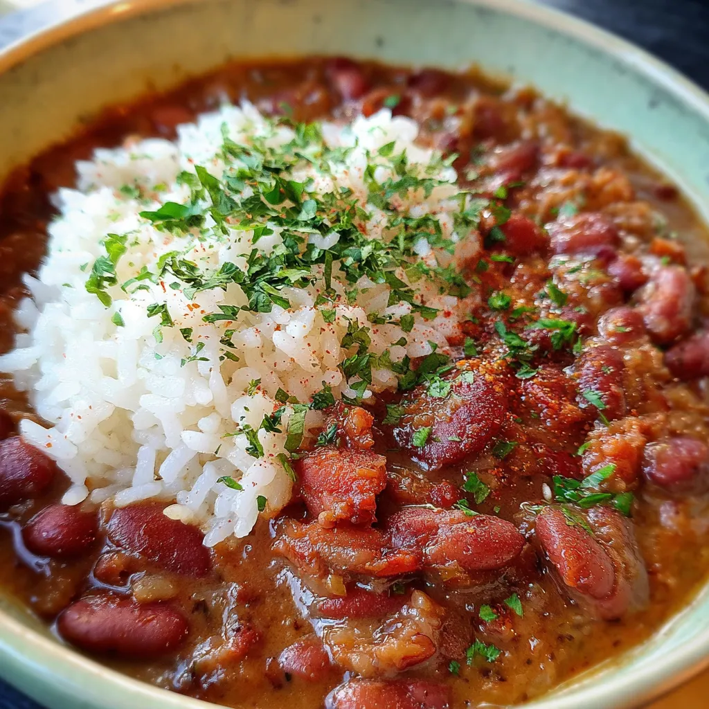 Copycat Popeye's Red Beans and Rice with Smoky Andouille Sausage - tertiary view