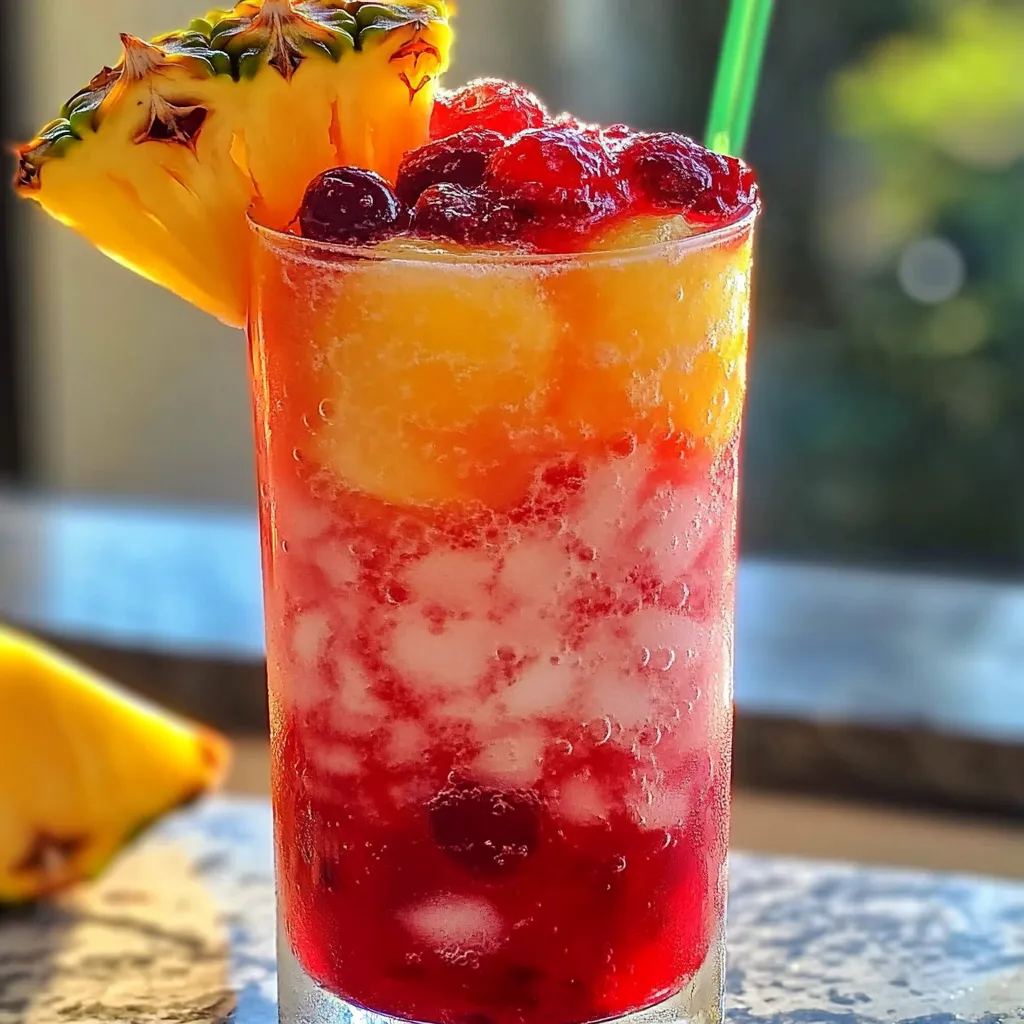 Ultimate Cranberry Pineapple Fizz with Fresh Fruits and Sparkling Water - tertiary view