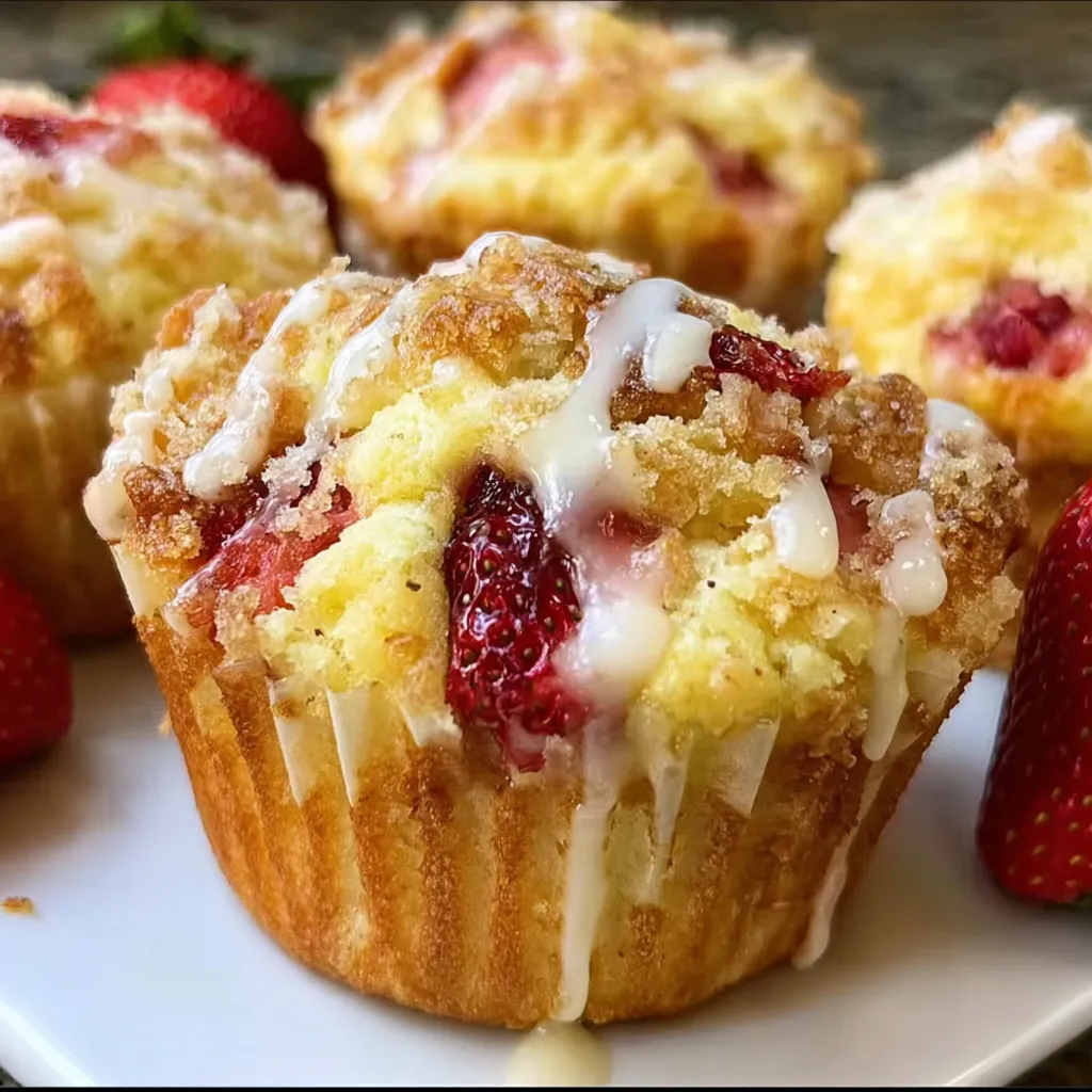 Ultimate Strawberry Cream Cheese Muffins with Sweet Glazed Perfection - secondary view