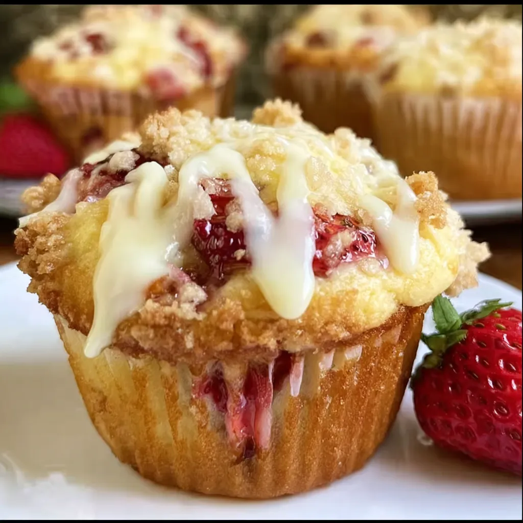 Ultimate Strawberry Cream Cheese Muffins with Sweet Glazed Perfection - tertiary view