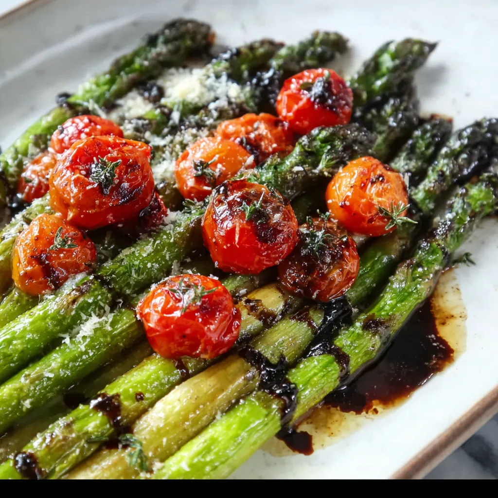 Roasted Asparagus and Tomato Medley with Herbs and Balsamic Glaze - tertiary view