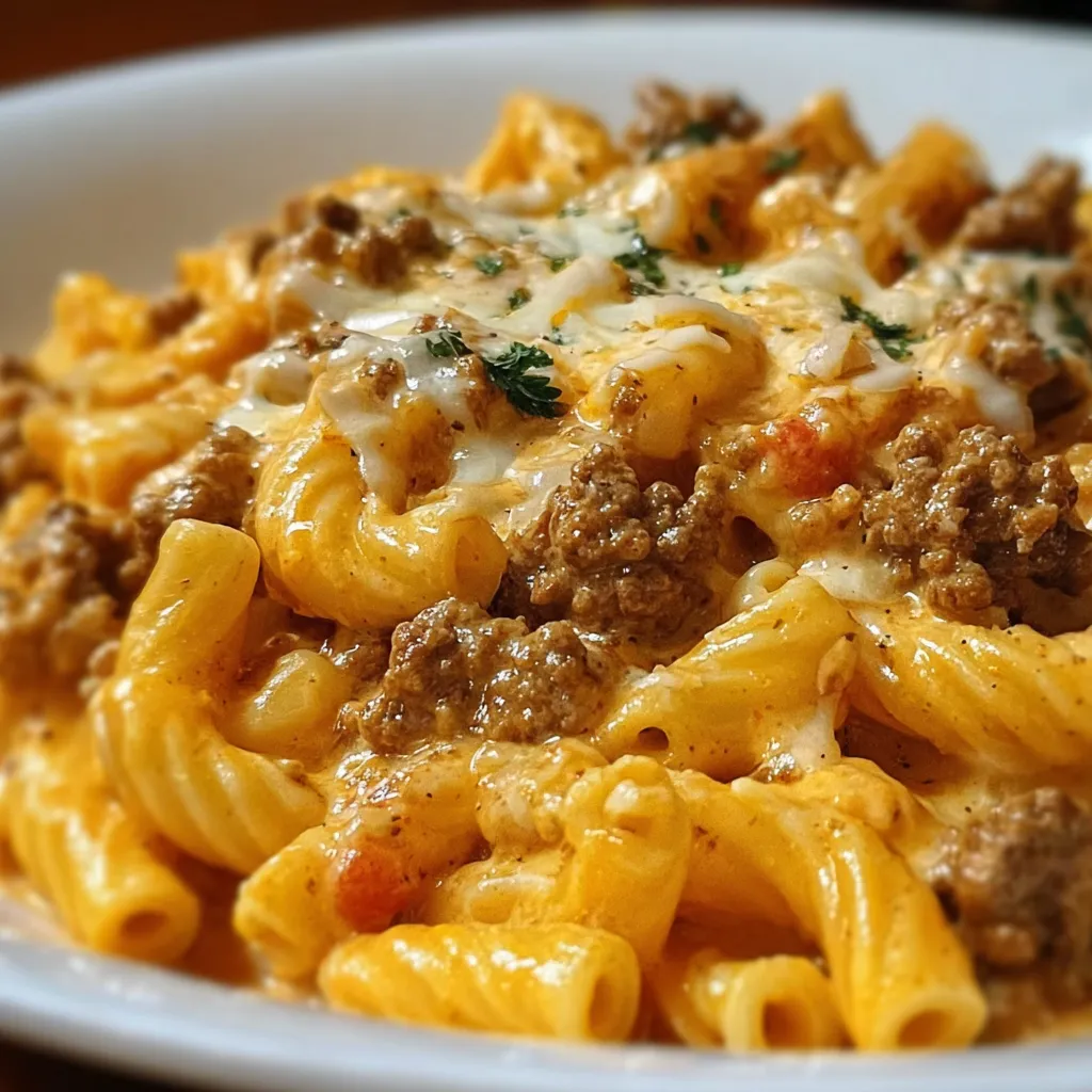 Ultimate Creamy Rotel Pasta with Seasoned Ground Beef and Three-Cheese Sauce Perfection - secondary view