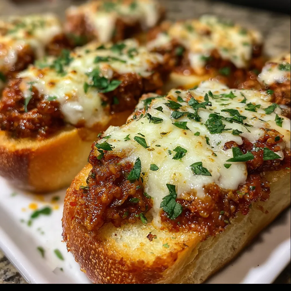 Ultimate Italian Garlic Bread Sloppy Joe with Herbs and Parmesan - secondary view