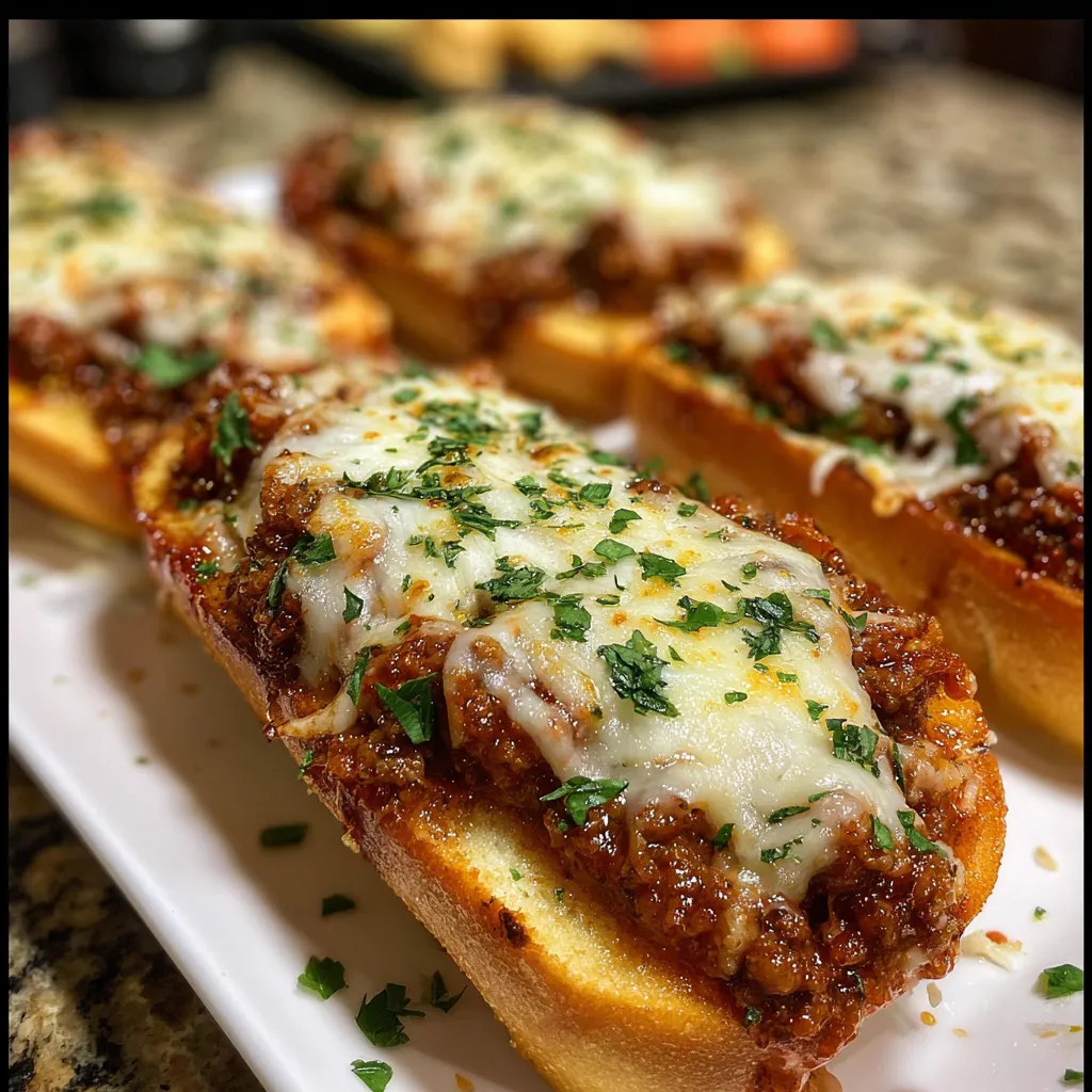 Ultimate Italian Garlic Bread Sloppy Joe with Herbs and Parmesan - tertiary view