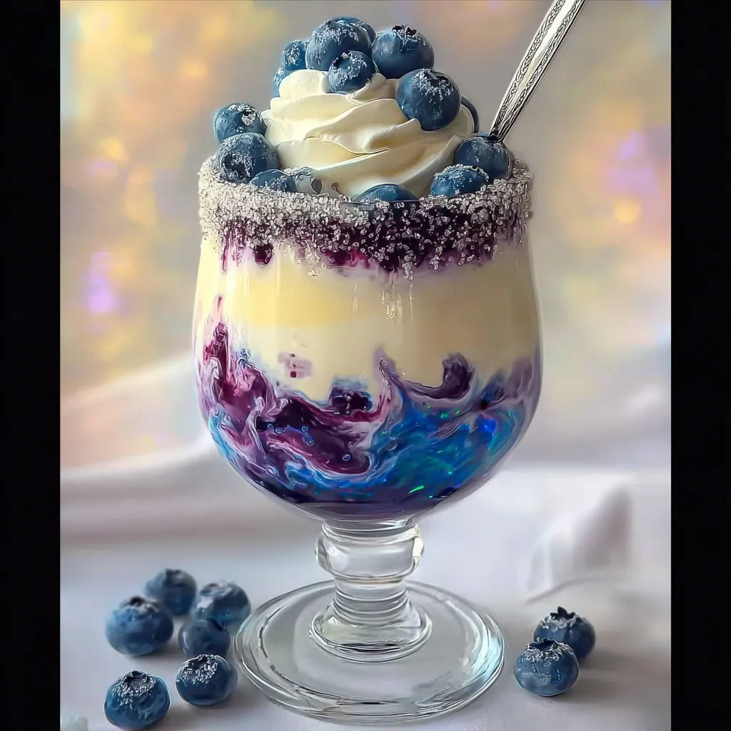 Elegant Layered Blueberry Parfait with Vanilla Cream and Honey Granola - secondary view