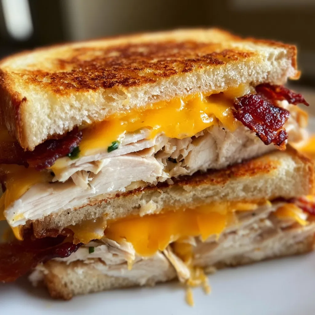 Ultimate Cheddar and Bacon Turkey Melt on Artisan Sourdough Bread - main view