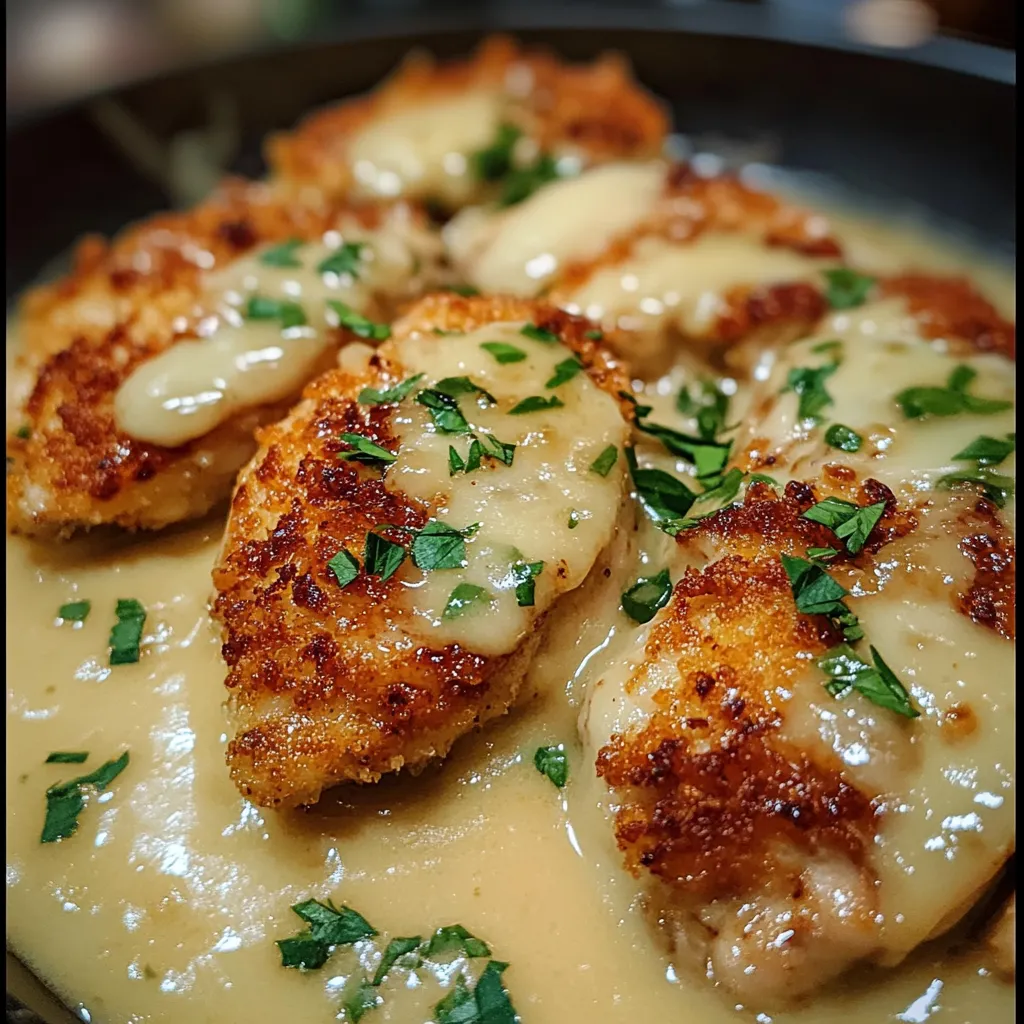 Ultimate Crispy Parmesan Chicken with Rich Garlic Cream Sauce and Golden Coating - tertiary view
