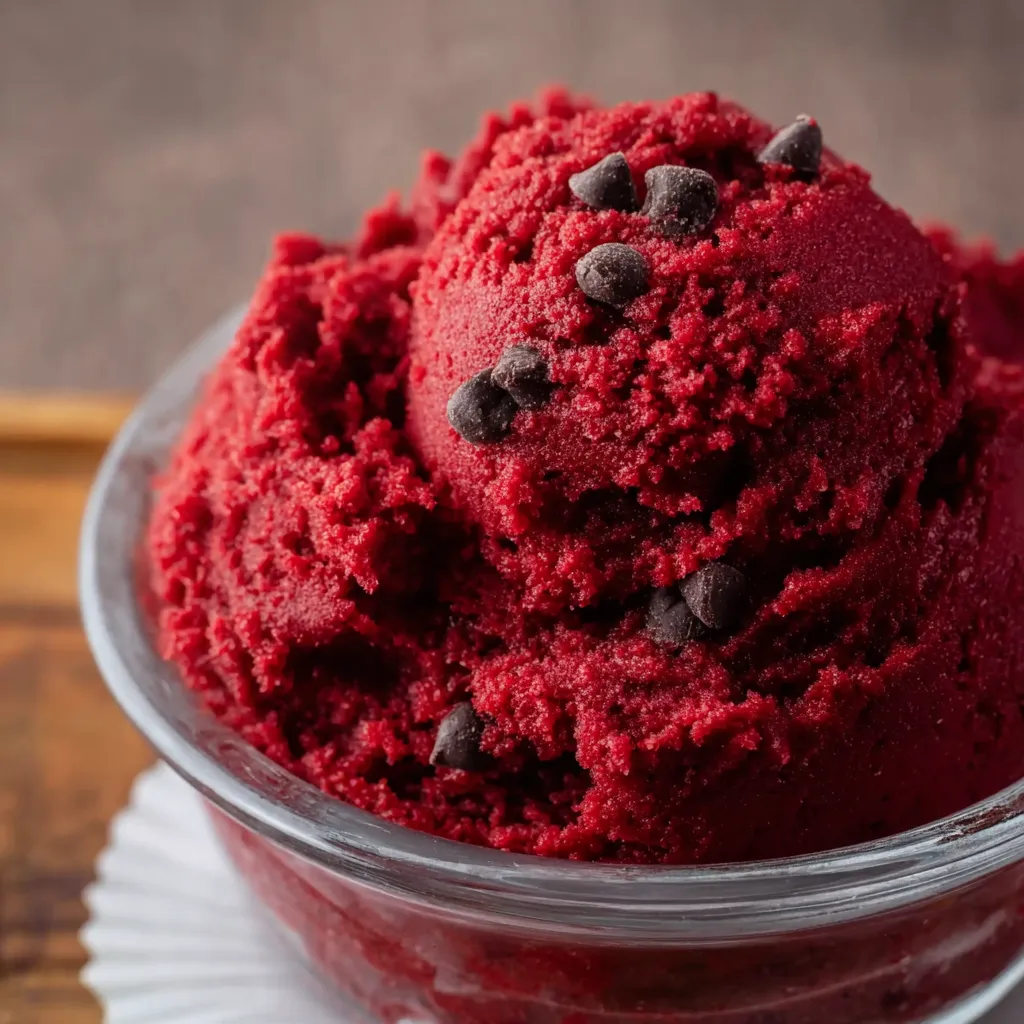 Edible Red Velvet Cookie Dough Served with Cream Cheese Frosting Swirl - secondary view