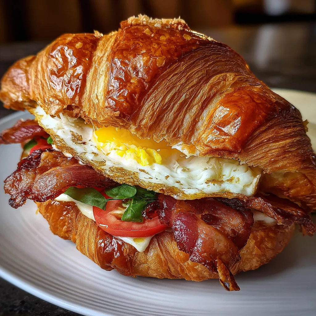 Ultimate Homemade Buttery Croissant Sandwich with Gourmet Ham and Swiss Cheese Perfection