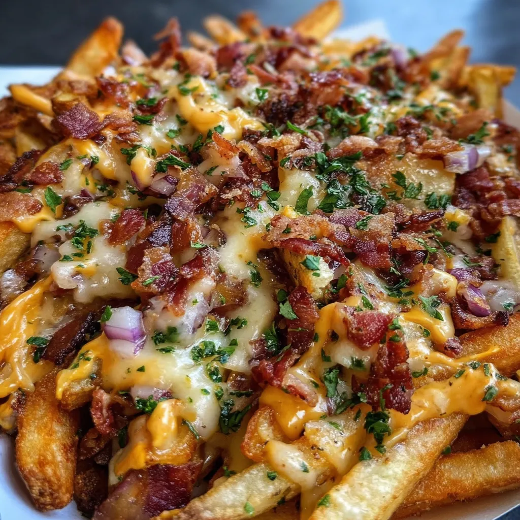 Easy Loaded Loaded Fries with Crispy Bacon, Melted Cheese, and Gourmet Toppings - tertiary view
