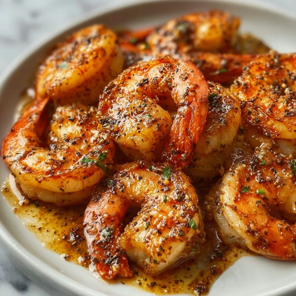 Cajun Shrimp Plated on Creamy Garlic Parmesan Grits with Fresh Herbs