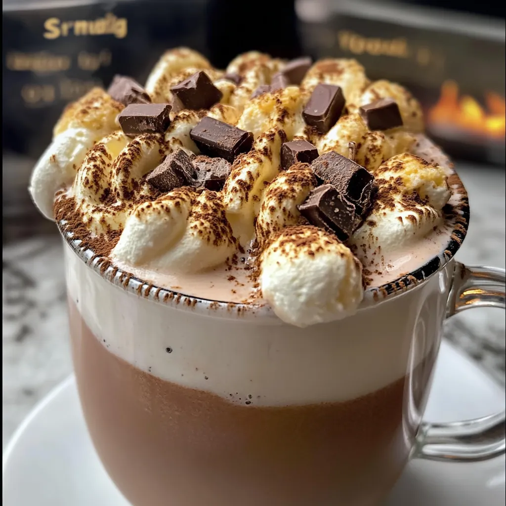 Ultimate S'mores Whipped Hot Cocoa with Graham Crackers and Toasted Marshmallows - secondary view