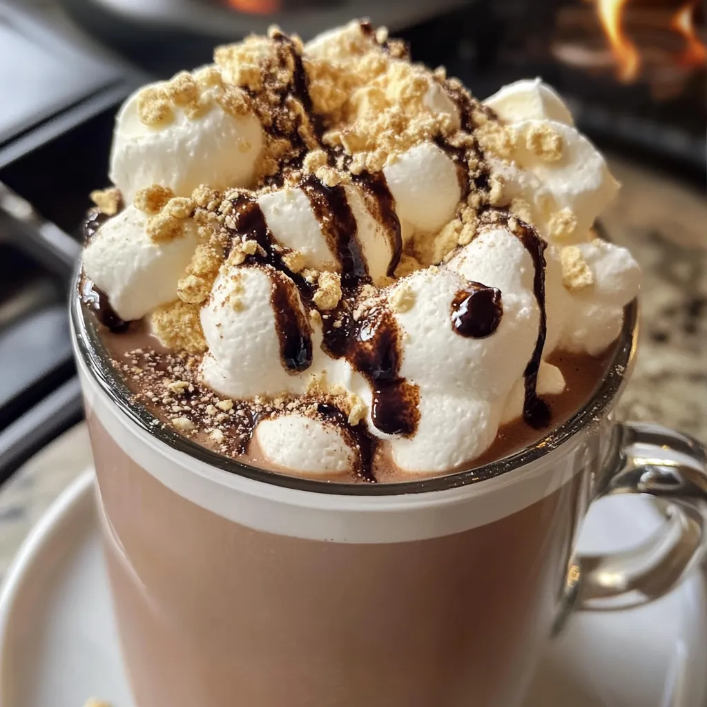 Ultimate S'mores Whipped Hot Cocoa with Graham Crackers and Toasted Marshmallows - tertiary view