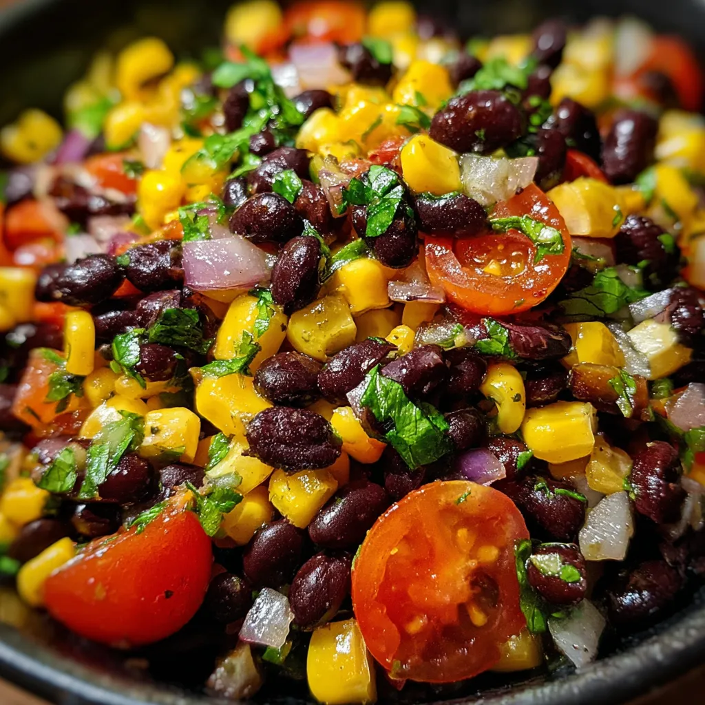 Fresh Black Bean Corn Salad with Cilantro Lime Dressing and Peppers - secondary view