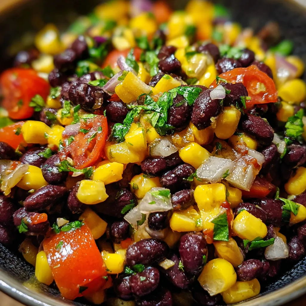 Fresh Black Bean Corn Salad with Cilantro Lime Dressing and Peppers - tertiary view