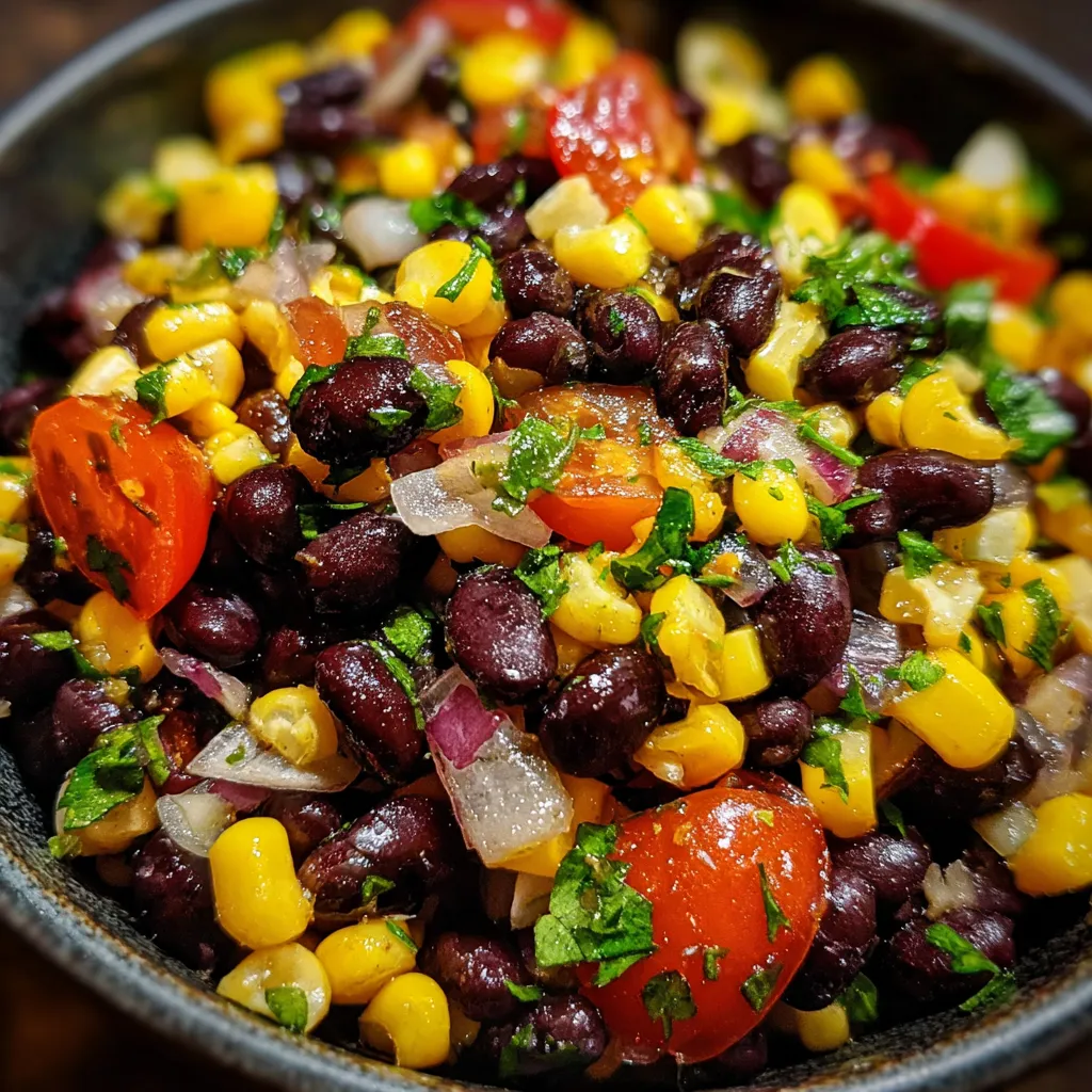 Fresh Black Bean Corn Salad with Cilantro Lime Dressing and Peppers - main view
