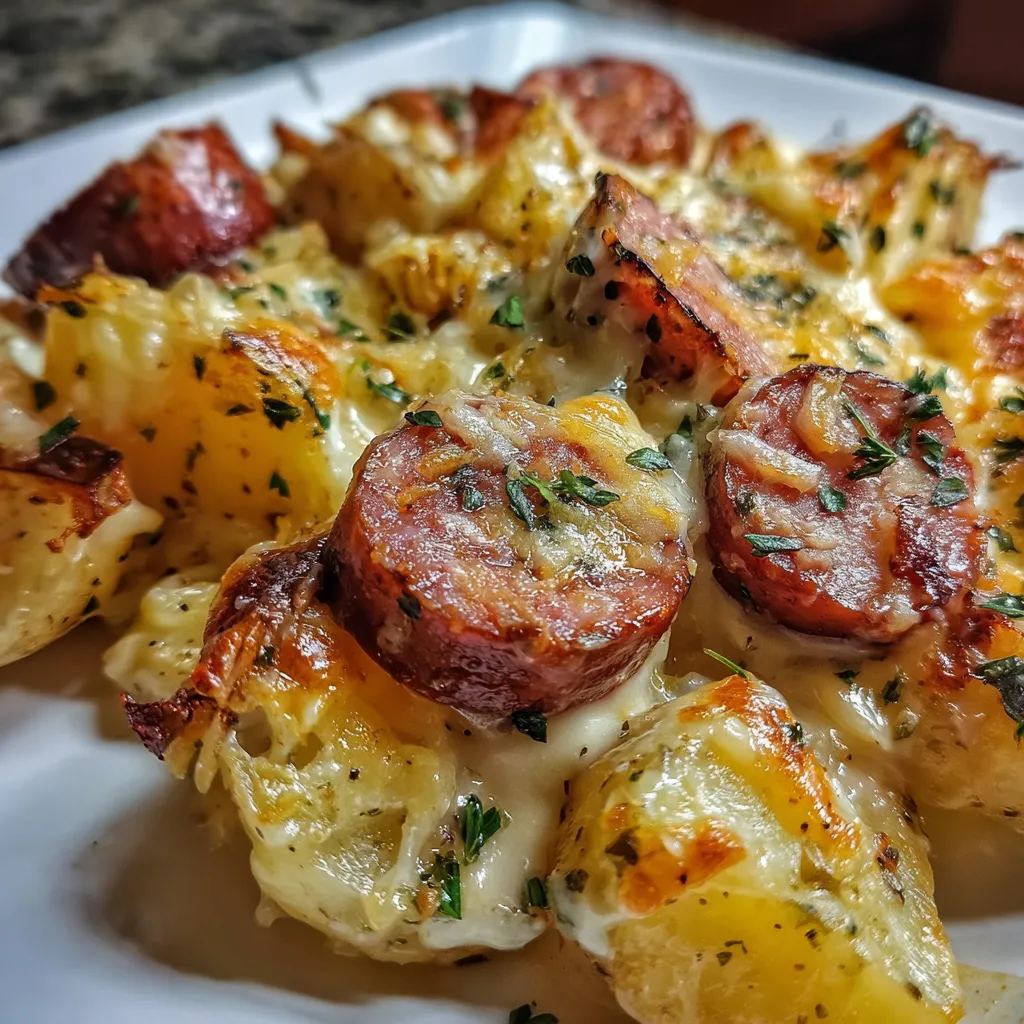 Cheesy Ranch Potatoes and Smoked Sausage Skillet with Fresh Herbs - tertiary view