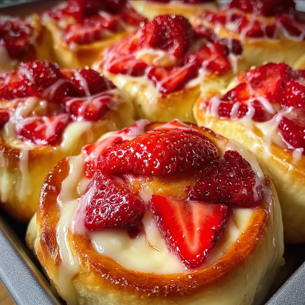Ultimate Easy Strawberry Cheesecake Sweet Rolls with Cream Cheese Glaze