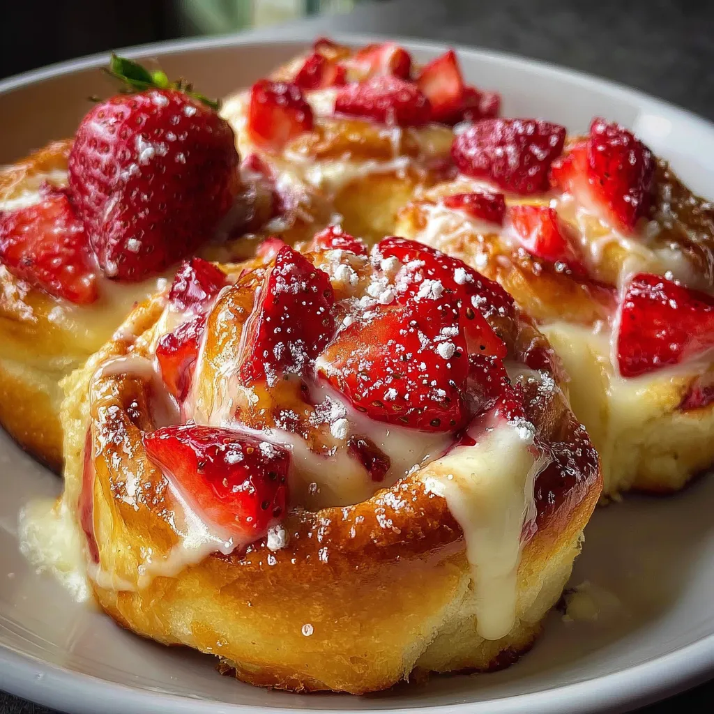 Ultimate Easy Strawberry Cheesecake Sweet Rolls with Cream Cheese Glaze - tertiary view