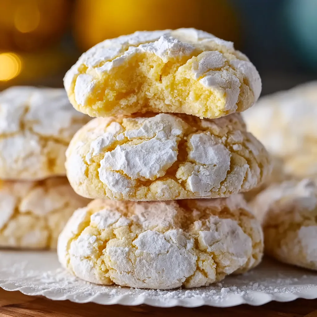 Ultimate Soft and Chewy Lemon Crinkle Cookies with Powdered Sugar - secondary view