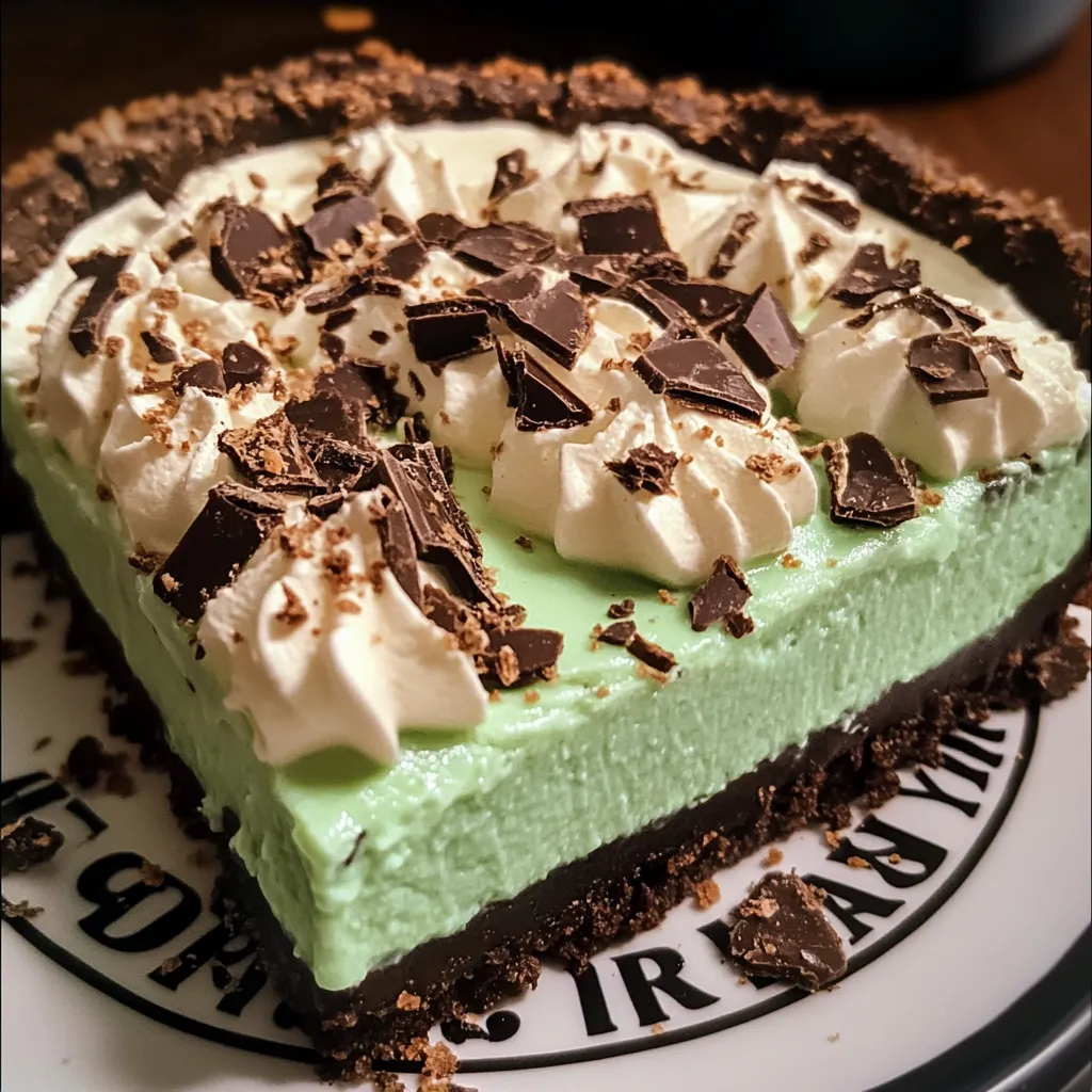 No-Bake Grasshopper Pie with Chocolate Cookie Crust and Fresh Mint Cream - tertiary view
