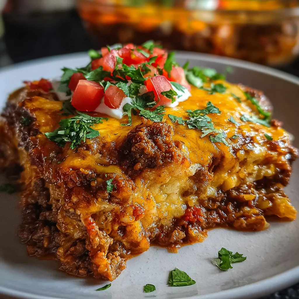 Ultimate Beef Enchilada Casserole with Melted Cheese and Homemade Sauce - tertiary view