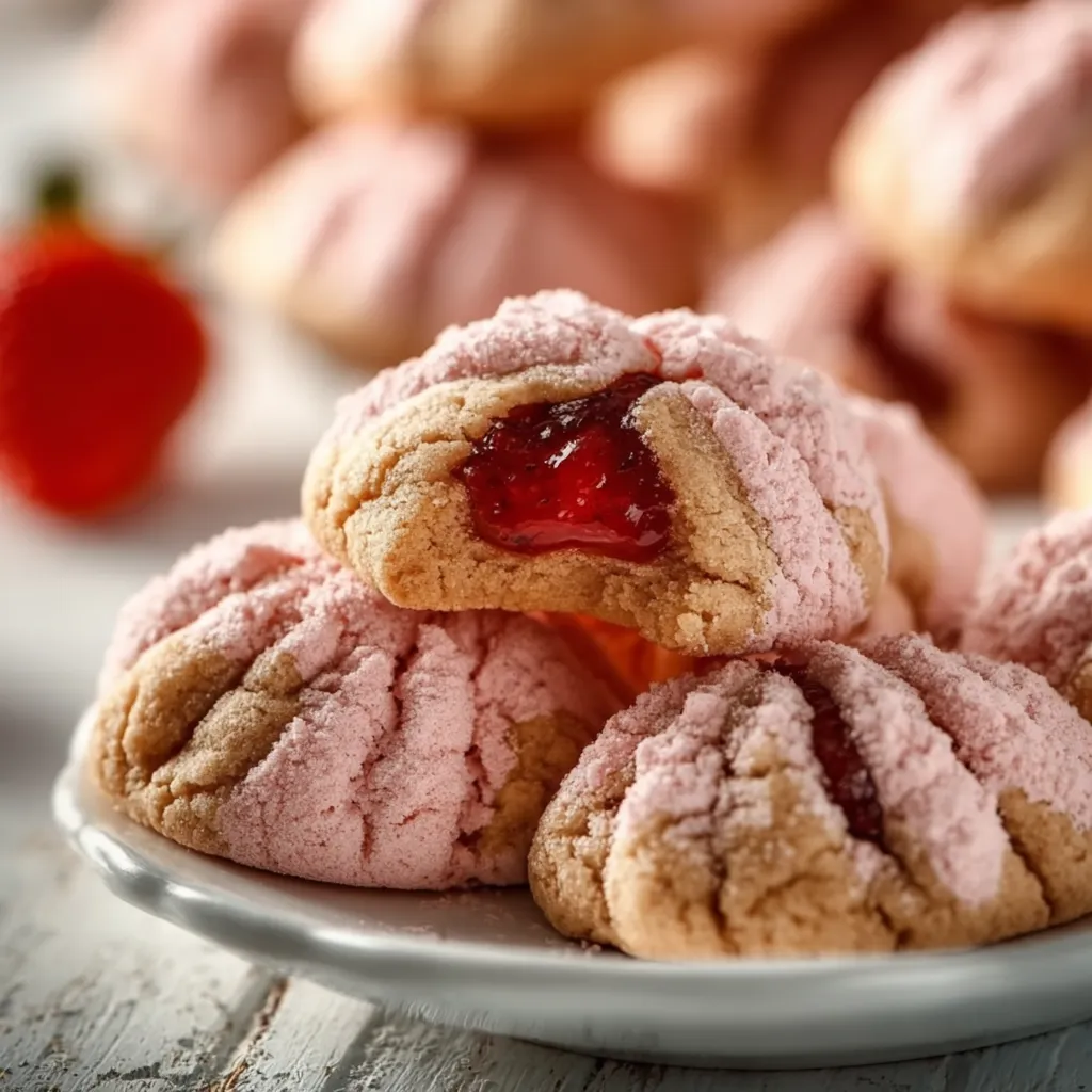 Irresistible Strawberry Kiss Cookies with Sweet Chocolate Centers and Fresh Berry Flavor - tertiary view