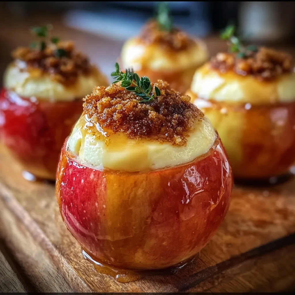 Cheesecake Stuffed Baked Apples with Cinnamon Graham Cracker Crumble and Vanilla Glaze - tertiary view