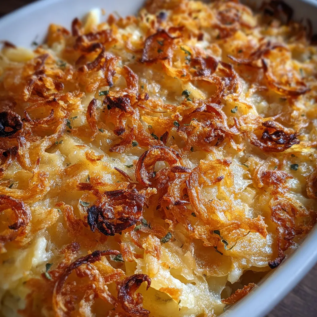 Ultimate French Onion Funeral Potatoes with Caramelized Onions and Gruyère Cheese - main view