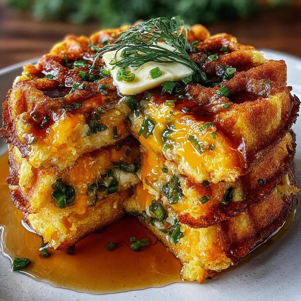 Ultimate Spicy Cheddar Jalapeño Cornbread Waffles with Sharp Cheese
